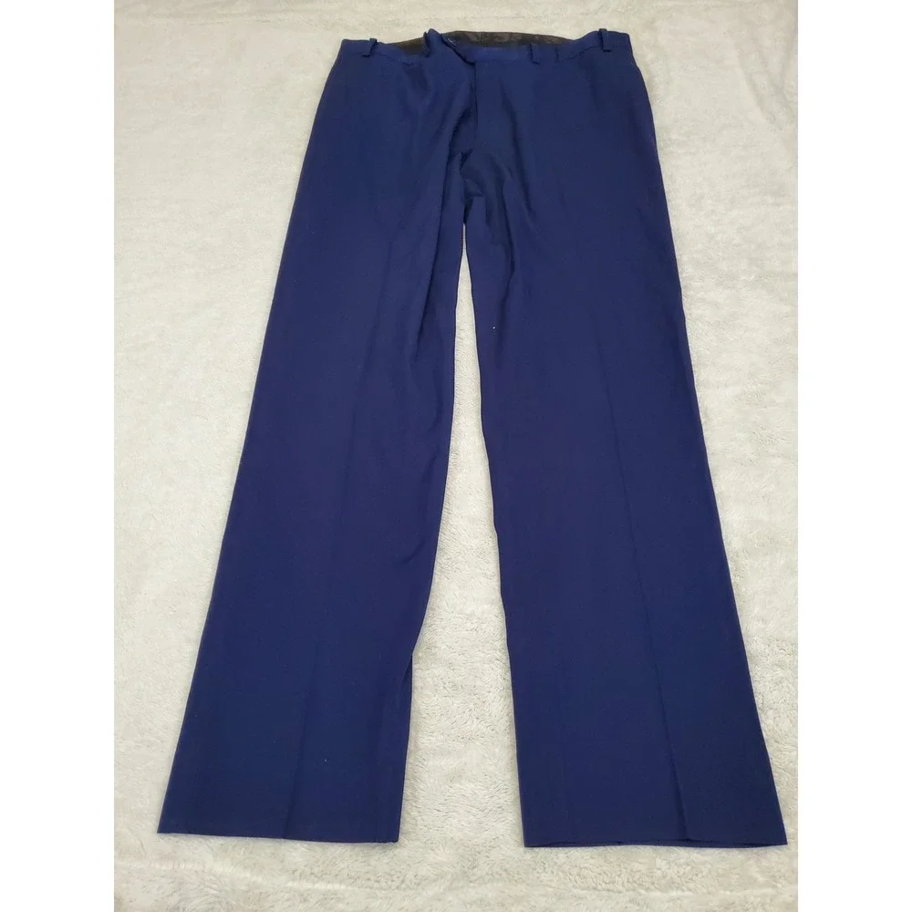 Calvin Klein Blue Office Suit Jacket Blazer 42L Pant 37x32 Classic Work Formal